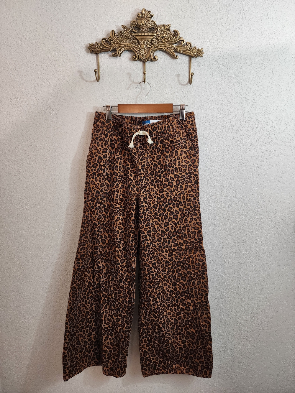 Old Navy Girls High-Rise Baggy Wide Leg Pants Leopard Print XL 14-16